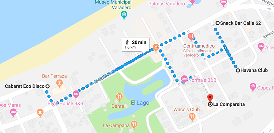 Mappa locali notturni Varadero