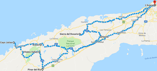 google maps percorso cuba in bici